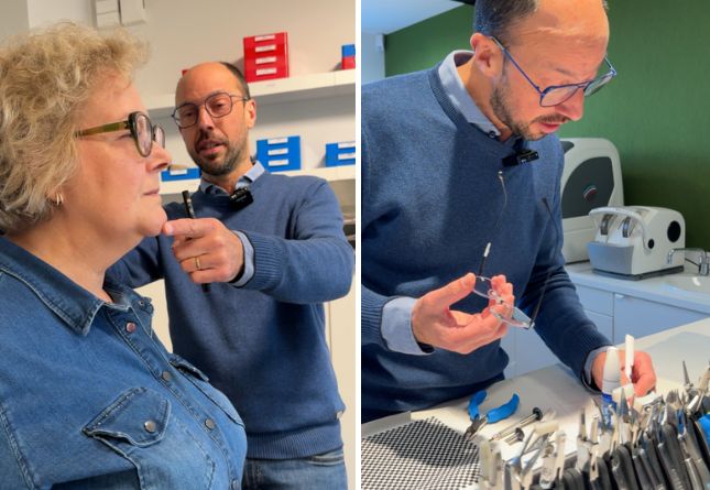 Un spécialiste de la vue fait passer un test avec des nouvelles lunettes Blacksheep